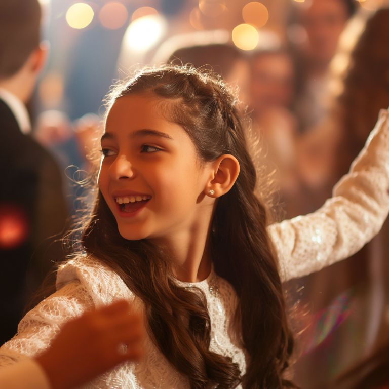 girl dancing at bat mitzvah