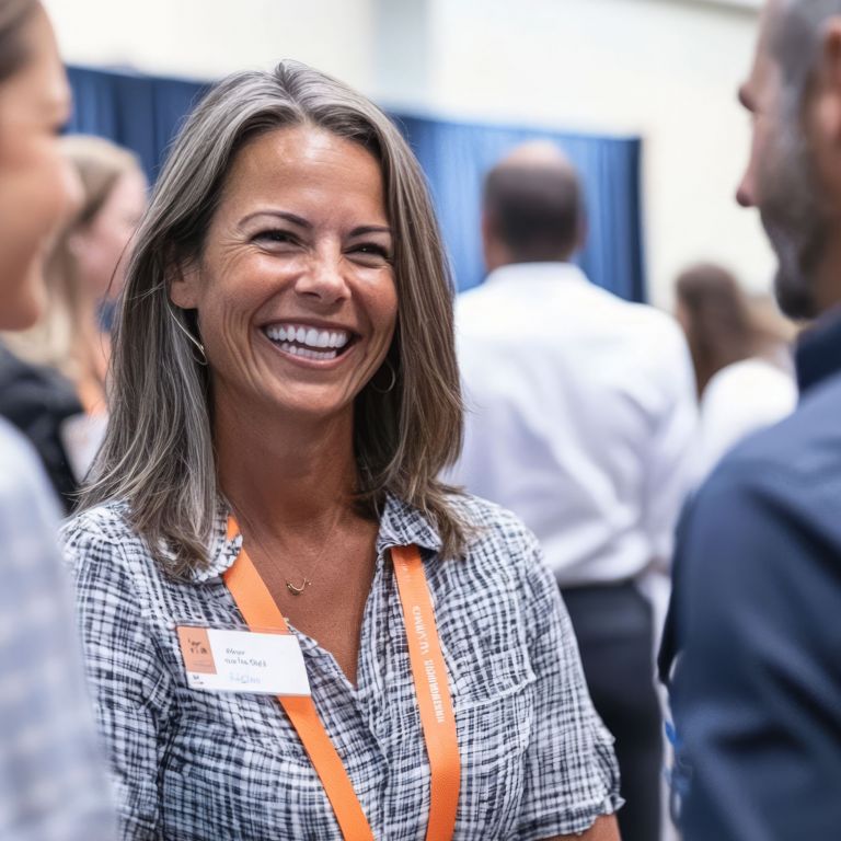 woman smiling at brand activation event