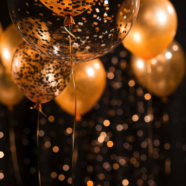 black and gold balloons for milestone celebration