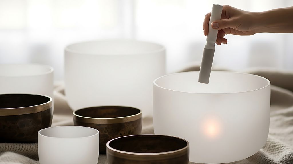 crystal bowls at sound bath meditation