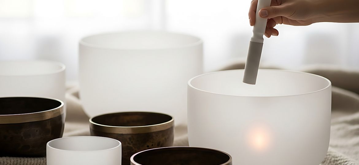 crystal bowls at sound bath meditation