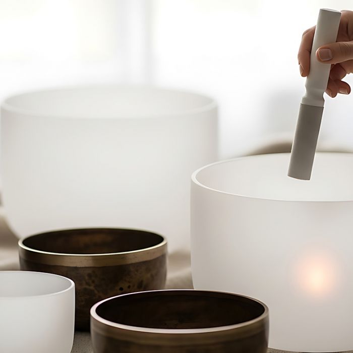 crystal bowls at sound bath meditation