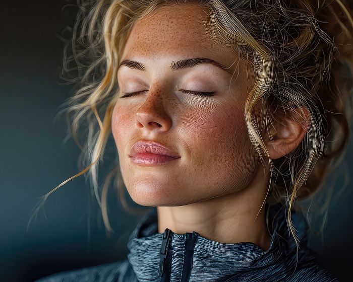 woman meditating as part of biohacking routine at SoulSpace Cleveland