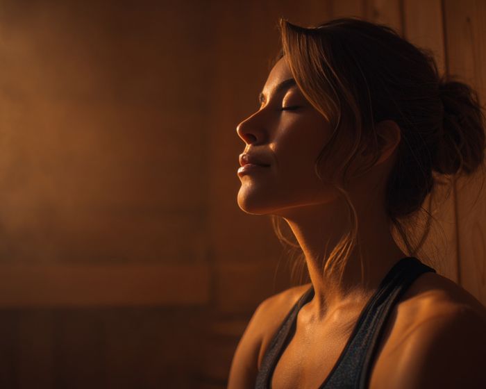 woman in sauna for mold detox in cleveland