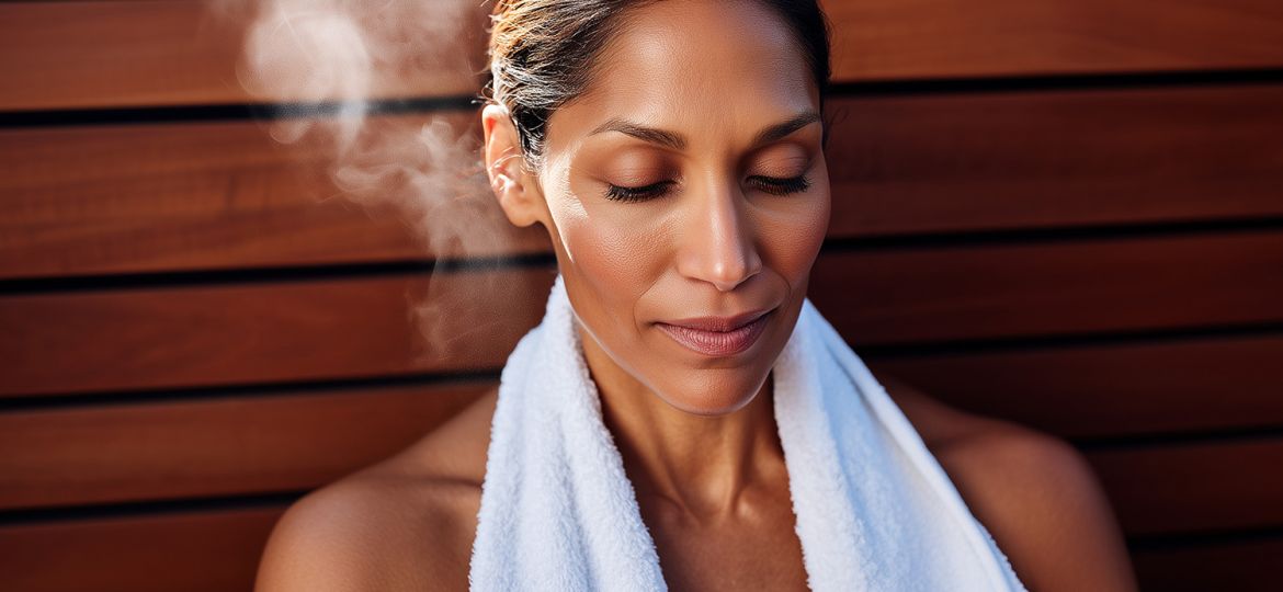 woman in traditional sauna as a part of contrast therapy
