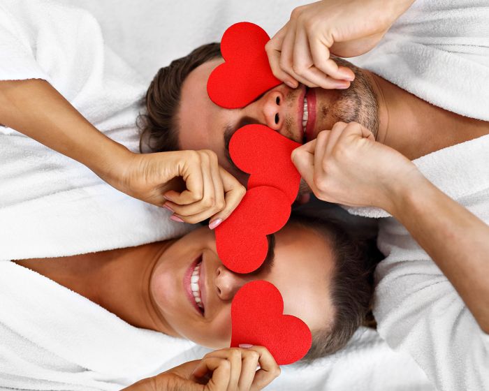 couple having fun with valentine's day wellness