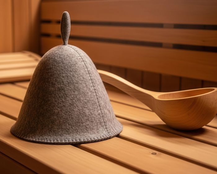 sauna hat in traditional sauna at SoulSpace Cleveland
