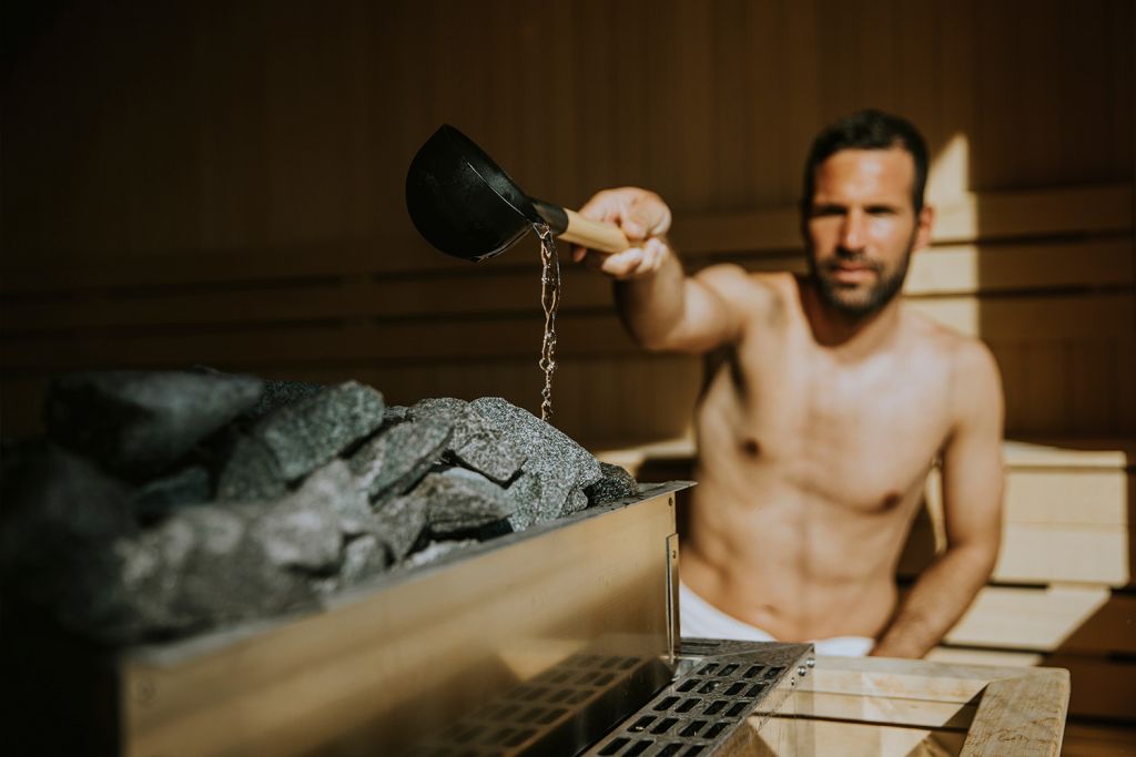 man in sauna