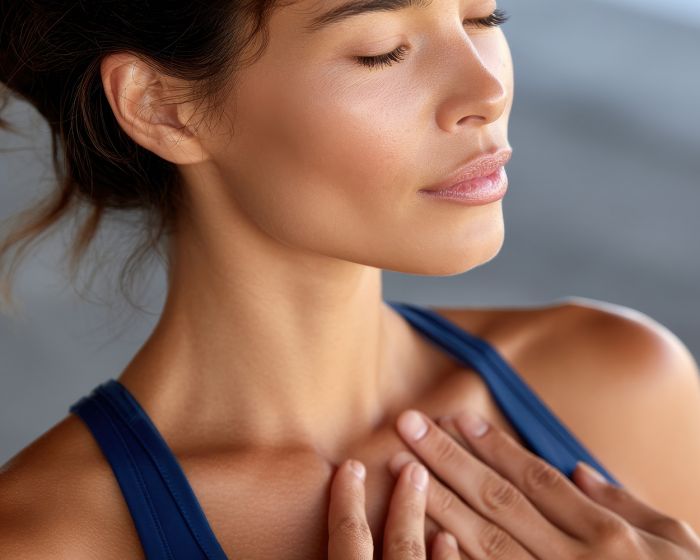 woman wellness stacking breathwork