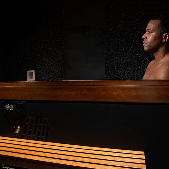 man in the cold plunge at SoulSpace Cleveland