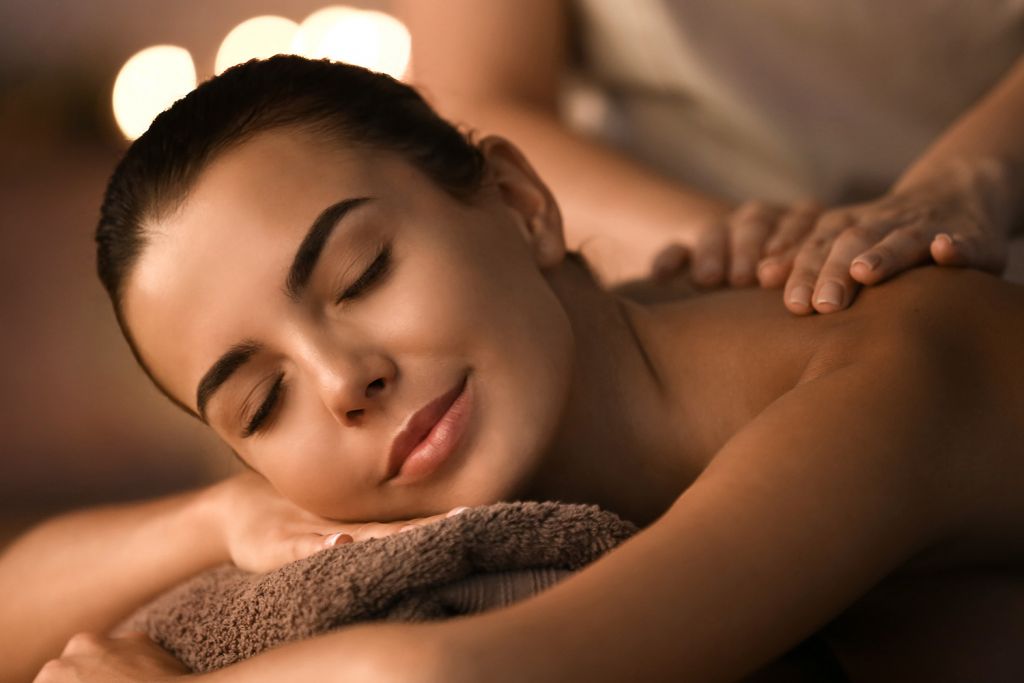 woman relaxing during a massage in Cleveland