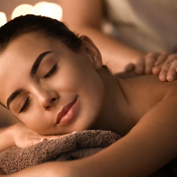 woman relaxing during a massage in Cleveland